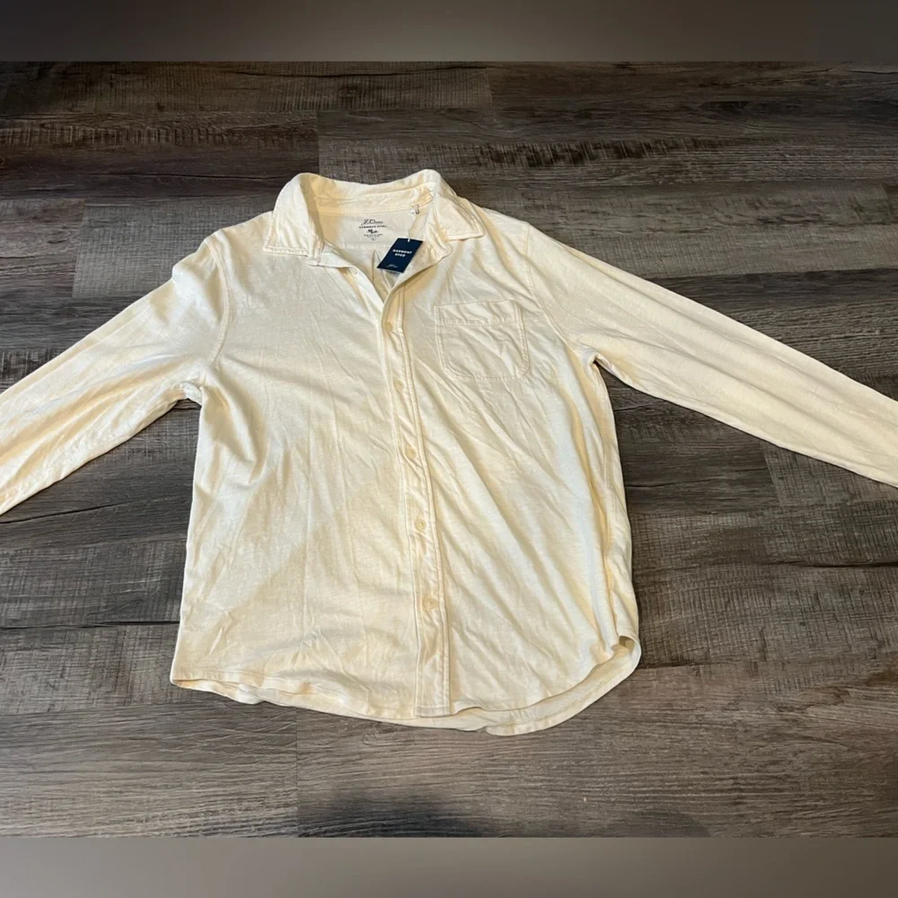 NWT J.crew Men's Garment-dyed Slub Pocket Harbor Shirt YELLOW